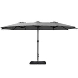 NNEDSZ 4.57m Outdoor Umbrella w/Base Stand Beach Pole Garden Tilt Charcoal
