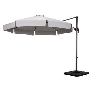 NNEDSZ 3m Outdoor Umbrella w/Base Cantilever Beach Roma 360 Degree Tilt Grey