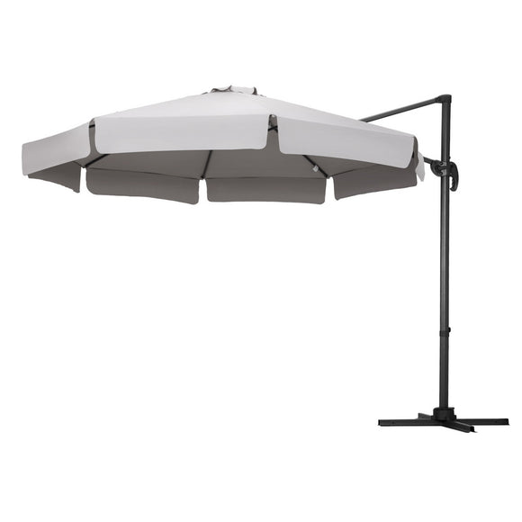 NNEDSZ 3m Outdoor Umbrella Cantilever 360 Degree Tilt Beach Roma Grey