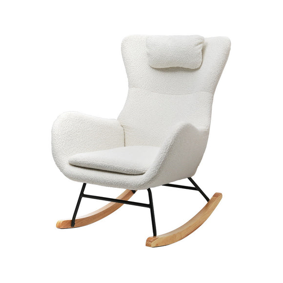 NNEDSZ Rocking Chair Armchair Pillow Boucle White