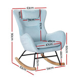 NNEDSZ Artiss Rocking Chair Armchair Pillow Velvet Blue