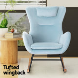 NNEDSZ Artiss Rocking Chair Armchair Pillow Velvet Blue