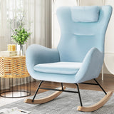 NNEDSZ Artiss Rocking Chair Armchair Pillow Velvet Blue
