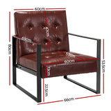 NNEDSZ Armchair Lounge Chair Accent Chairs PU Leather Sofa Brown Metal Frame
