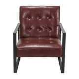 NNEDSZ Armchair Lounge Chair Accent Chairs PU Leather Sofa Brown Metal Frame