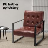 NNEDSZ Armchair Lounge Chair Accent Chairs PU Leather Sofa Brown Metal Frame