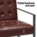NNEDSZ Armchair Lounge Chair Accent Chairs PU Leather Sofa Brown Metal Frame