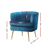 NNEDSZ Artiss Armchair Velvet Blue Norvia