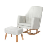 NNEDSZ Rocking Chair Armchair Linen Fabric Beige Jonah