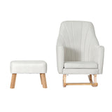 NNEDSZ Rocking Chair Armchair Linen Fabric Beige Jonah