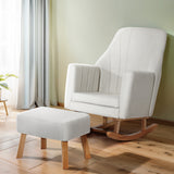 NNEDSZ Rocking Chair Armchair Linen Fabric Beige Jonah