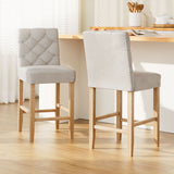 NNEDSZ Artiss 2x Bar Stools Linen Upholstered Chairs