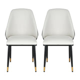 NNEDSZ Artiss Dining Chairs Set of 2 Leather Seat Beige and Black