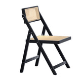 NNEDSZ Dining Chair Wooden Rattan Foldable Black