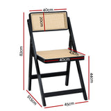 NNEDSZ Dining Chair Wooden Rattan Foldable Black