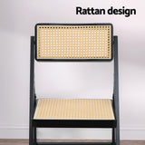 NNEDSZ Dining Chair Wooden Rattan Foldable Black