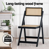 NNEDSZ Dining Chair Wooden Rattan Foldable Black