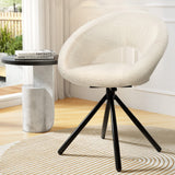 NNEDSZ Dining Chairs Set of 2 Sherpa Boucle Swivel Base