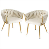 NNEDSZ 1 Set of 2 Artiss Dining Chairs Velvet Armchair Beige