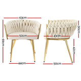 NNEDSZ 1 Set of 2 Artiss Dining Chairs Velvet Armchair Beige