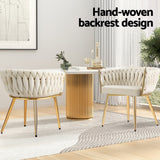 NNEDSZ 1 Set of 2 Artiss Dining Chairs Velvet Armchair Beige