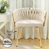 NNEDSZ 1 Set of 2 Artiss Dining Chairs Velvet Armchair Beige