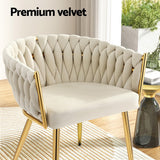 NNEDSZ 1 Set of 2 Artiss Dining Chairs Velvet Armchair Beige
