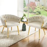 NNEDSZ 1 Set of 2 Artiss Dining Chairs Velvet Armchair Beige