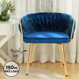 NNEDSZ Artiss Dining Chair Velvet Weaving Armchair Blue