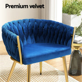 NNEDSZ Artiss Dining Chair Velvet Weaving Armchair Blue