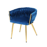 NNEDSZ Artiss Dining Chair Velvet Weaving Armchair Blue