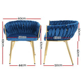 NNEDSZ Artiss Dining Chair Velvet Weaving Armchair Blue
