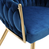 NNEDSZ Artiss Dining Chair Velvet Weaving Armchair Blue