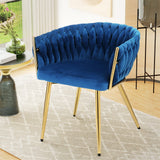 NNEDSZ Artiss Dining Chair Velvet Weaving Armchair Blue