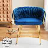 NNEDSZ 1 Set of 2 Artiss Dining Chairs Velvet Weaving Armchair Blue