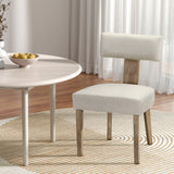NNEDSZ Dining Chairs Set of 2 Linen Fabric Wooden Beige