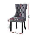 NNEDSZ 1 Set of 2 Artiss Dining Chairs Grey Velvet