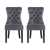NNEDSZ 1 Set of 2 Artiss Dining Chairs Grey Velvet