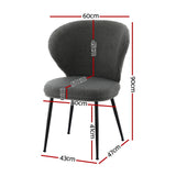 Artiss 2x Dining Chairs Sherpa Boucle Wing Back Grey