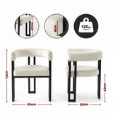 Artiss Dining Chairs Set of 6 Velvet Upholstered Barrel Chairs with Curved Armrests & Back Beige