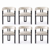 Artiss Dining Chairs Set of 6 Velvet Upholstered Barrel Chairs with Curved Armrests & Back Beige