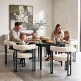Artiss Dining Chairs Set of 6 Velvet Upholstered Barrel Chairs with Curved Armrests & Back Beige