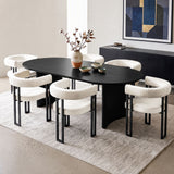 Artiss Dining Chairs Set of 6 Velvet Upholstered Barrel Chairs with Curved Armrests & Back Beige