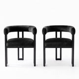 Artiss Dining Chairs Set of 2 Velvet Upholstered Barrel Chairs with Curved Armrests & Back Black