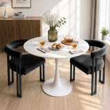 Artiss Dining Chairs Set of 2 Velvet Upholstered Barrel Chairs with Curved Armrests & Back Black