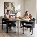Artiss Dining Chairs Set of 2 Velvet Upholstered Barrel Chairs with Curved Armrests & Back Black