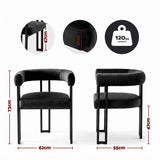 Artiss Dining Chairs Set of 4 Velvet Upholstered Barrel Chairs with Curved Armrests & Back Black