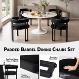 Artiss Dining Chairs Set of 4 Velvet Upholstered Barrel Chairs with Curved Armrests & Back Black