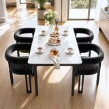 Artiss Dining Chairs Set of 4 Velvet Upholstered Barrel Chairs with Curved Armrests & Back Black