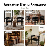 Artiss Dining Chairs Set of 4 Velvet Upholstered Barrel Chairs with Curved Armrests & Back Black